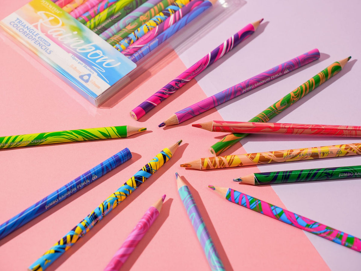 JOYWISH Rainbow Triangular Colored Pencils Set for Drawing & Coloring